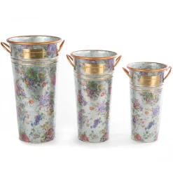 Spring|Outdoor|MacKenzie-Childs Flower Market Galvanized Flower Buckets, Set of 3