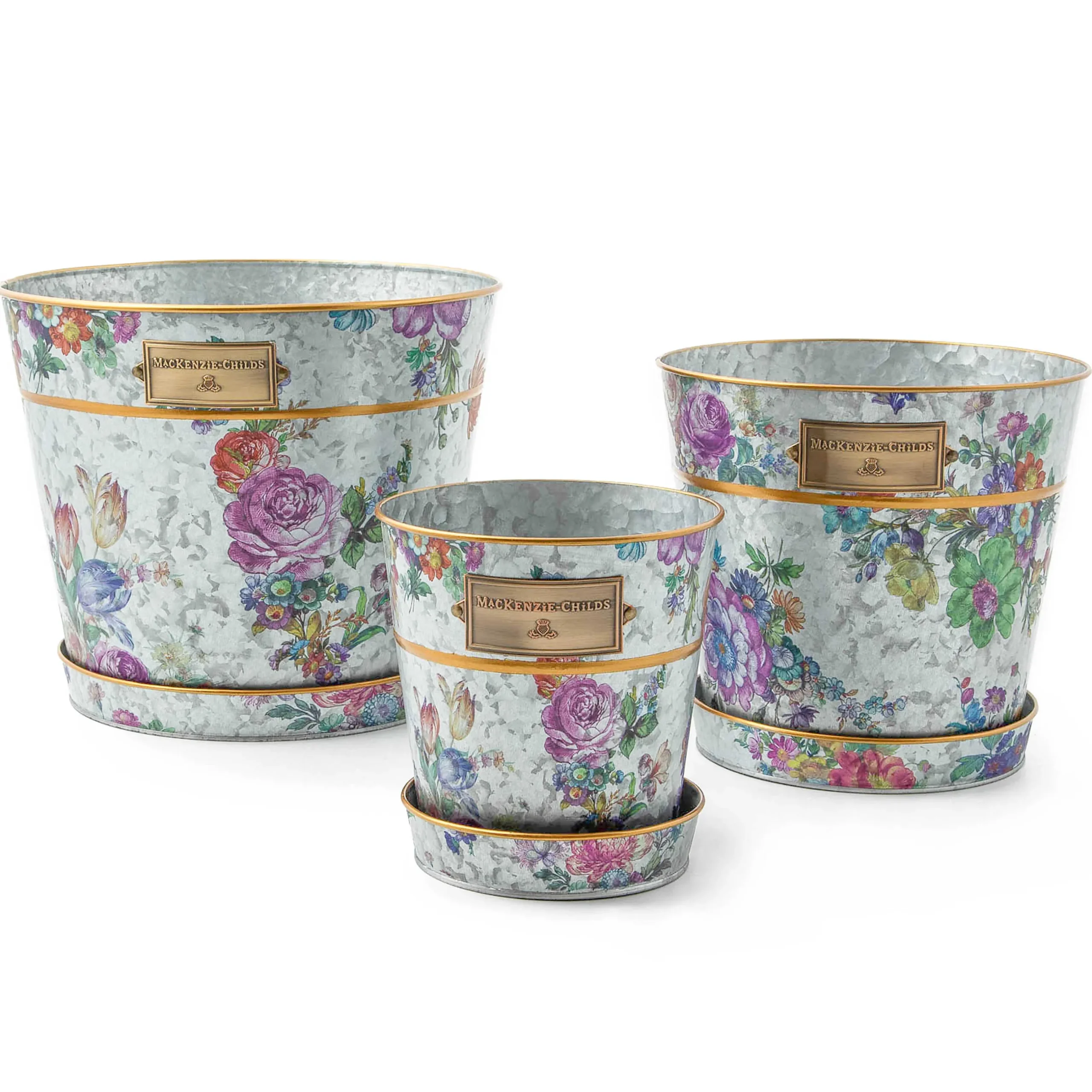 Spring|Greenery & Florals|MacKenzie-Childs Flower Market Pots Saucers, Set of 3