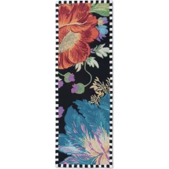 Rugs|MacKenzie-Childs Flower Market Reflections Black 2'6 x 8' Runner