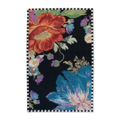 Rugs|MacKenzie-Childs Flower Market Reflections Black 5' x 8' Rug
