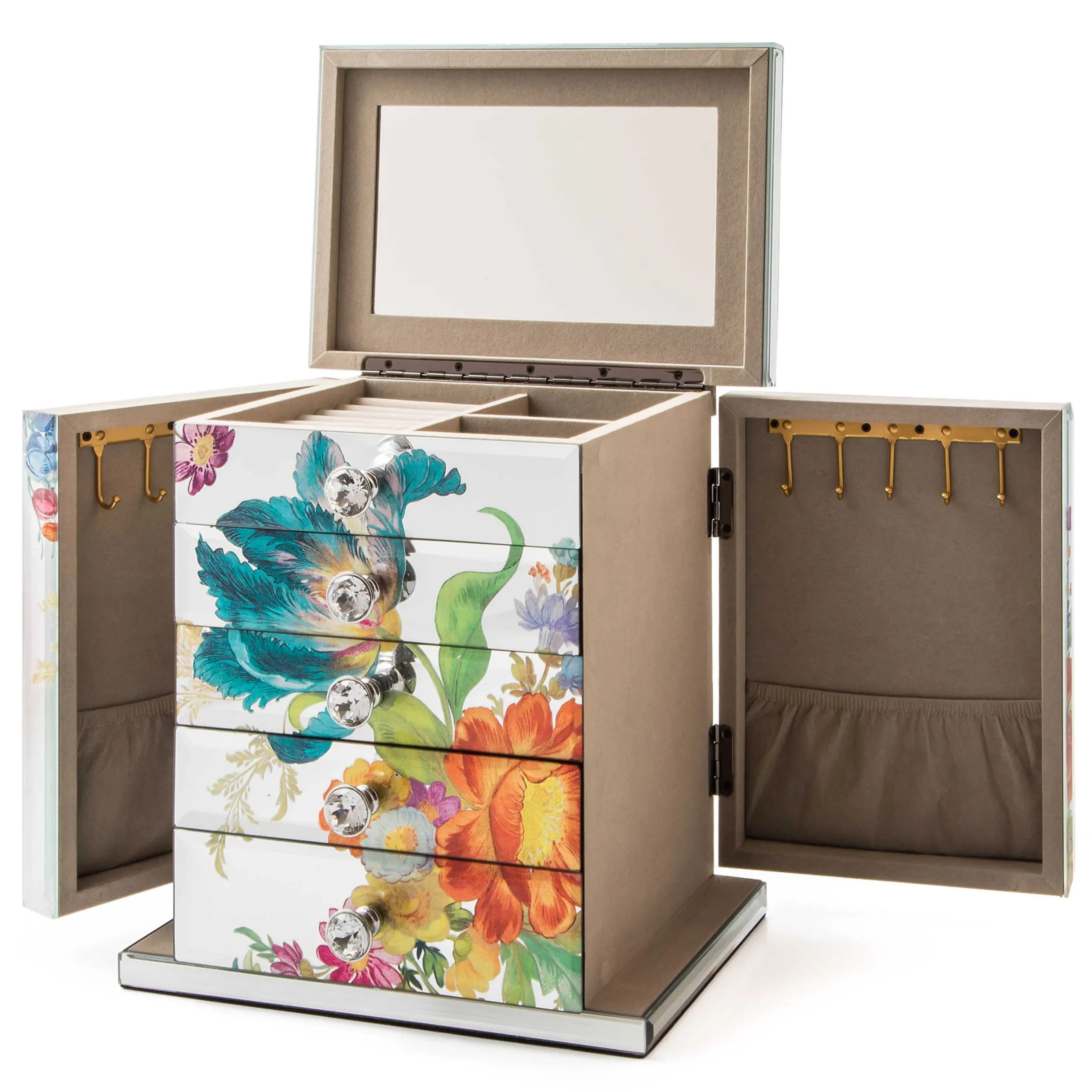 Room Accents|MacKenzie-Childs Flower Market Reflections Jewelry Armoire