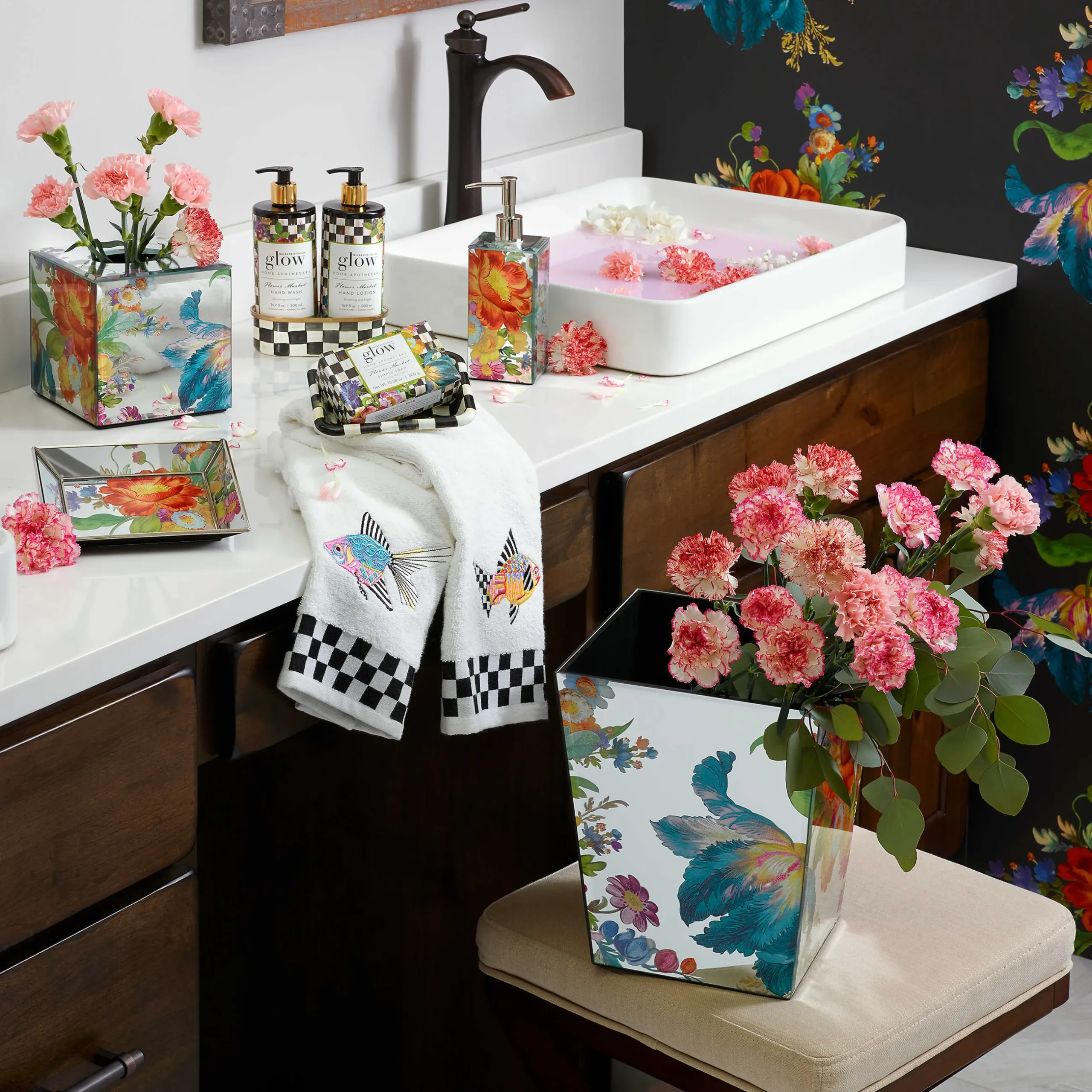Bath & Bath Accessories|MacKenzie-Childs Flower Market Reflections Soap Pump