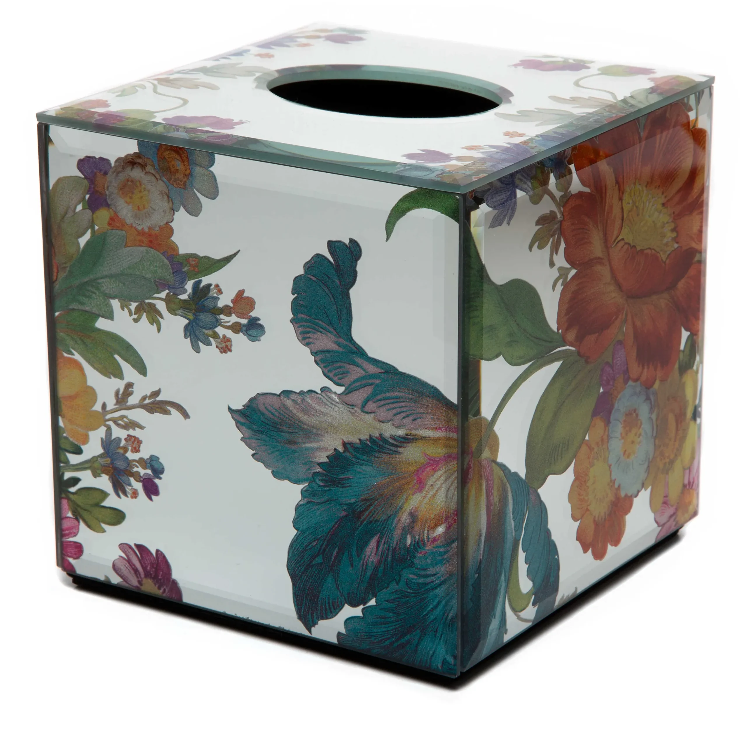 Bath & Bath Accessories|Room Accents|MacKenzie-Childs Flower Market Reflections Boutique Tissue Box Cover