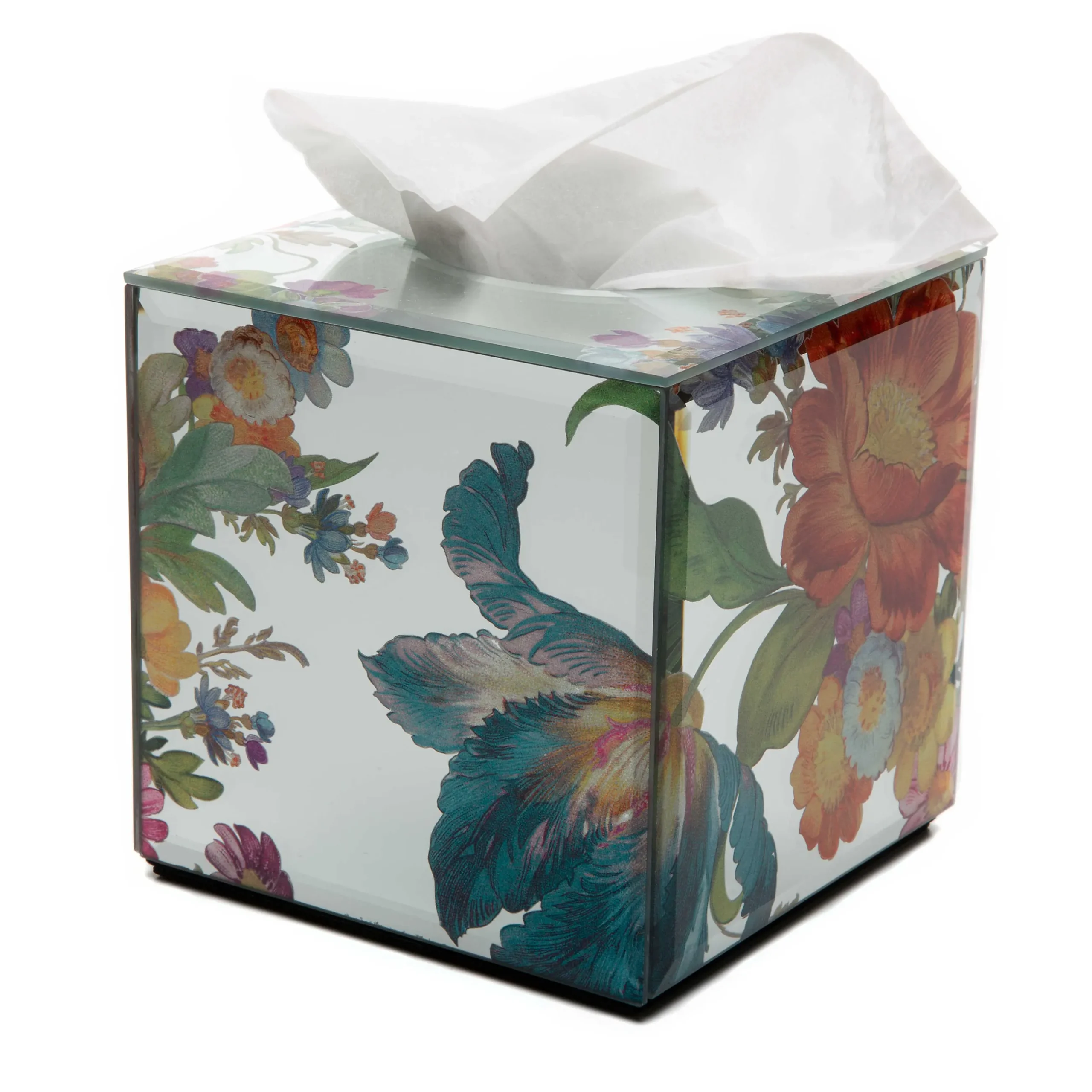 Bath & Bath Accessories|Room Accents|MacKenzie-Childs Flower Market Reflections Boutique Tissue Box Cover