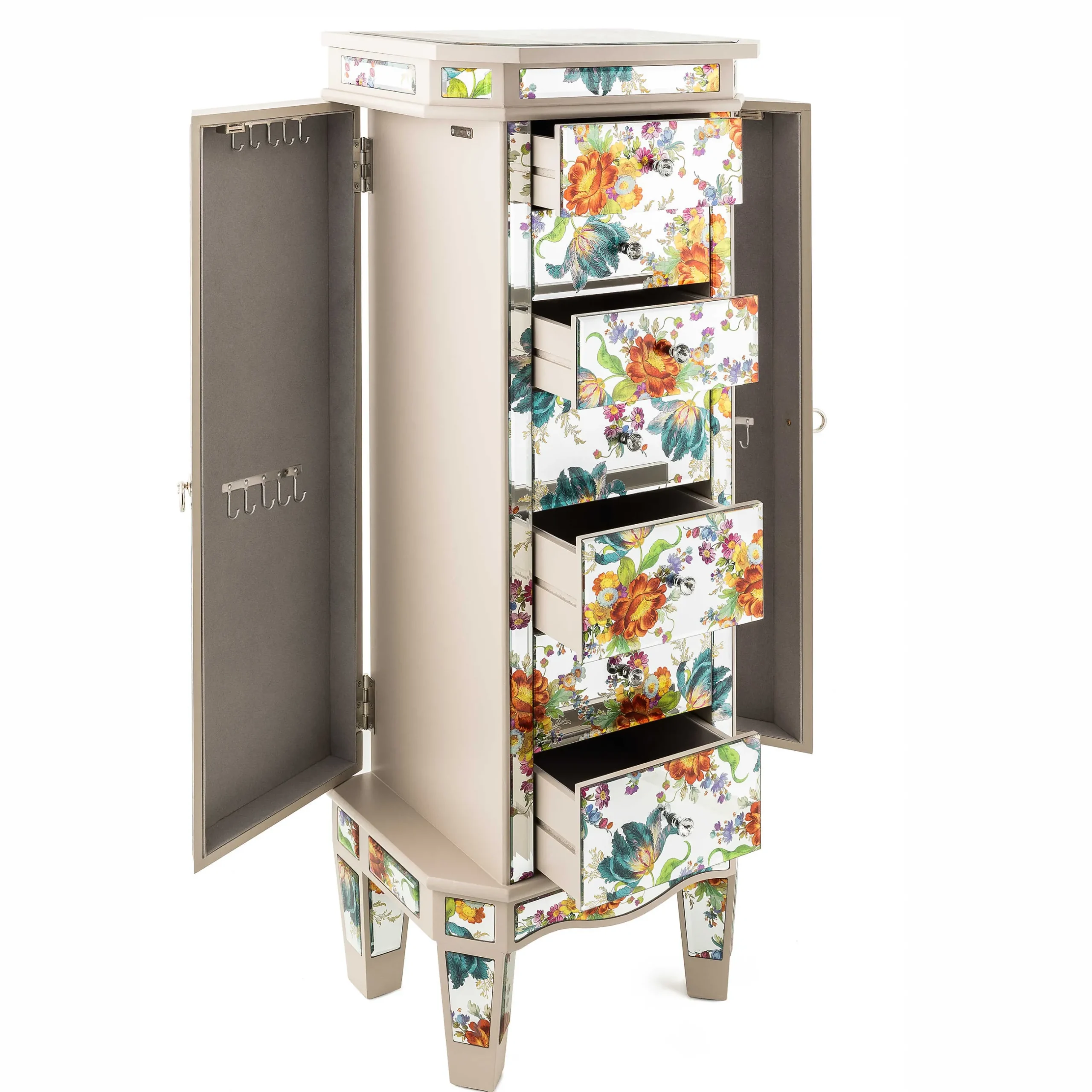 Storage Furniture|Room Accents|MacKenzie-Childs Flower Market Reflections Standing Jewelry Armoire
