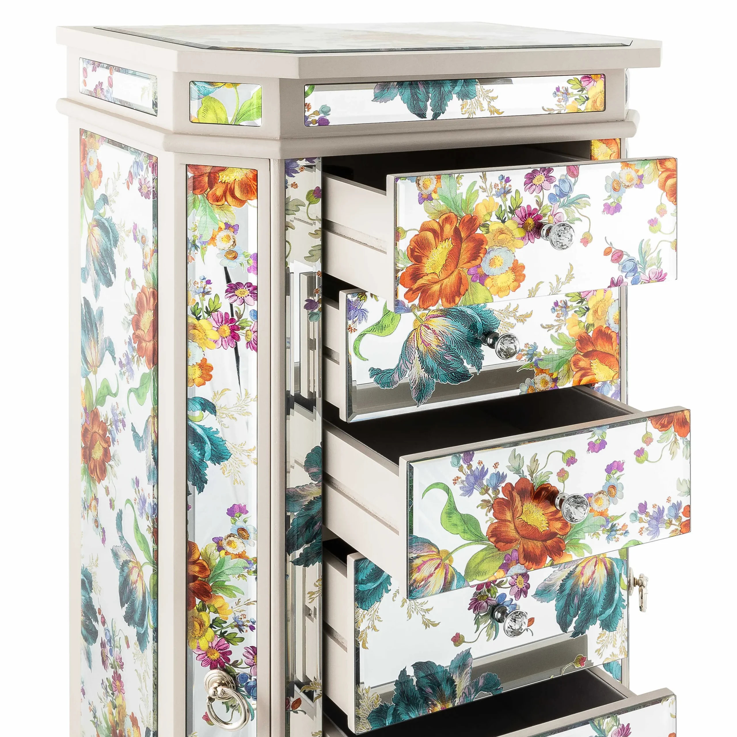 Storage Furniture|Room Accents|MacKenzie-Childs Flower Market Reflections Standing Jewelry Armoire