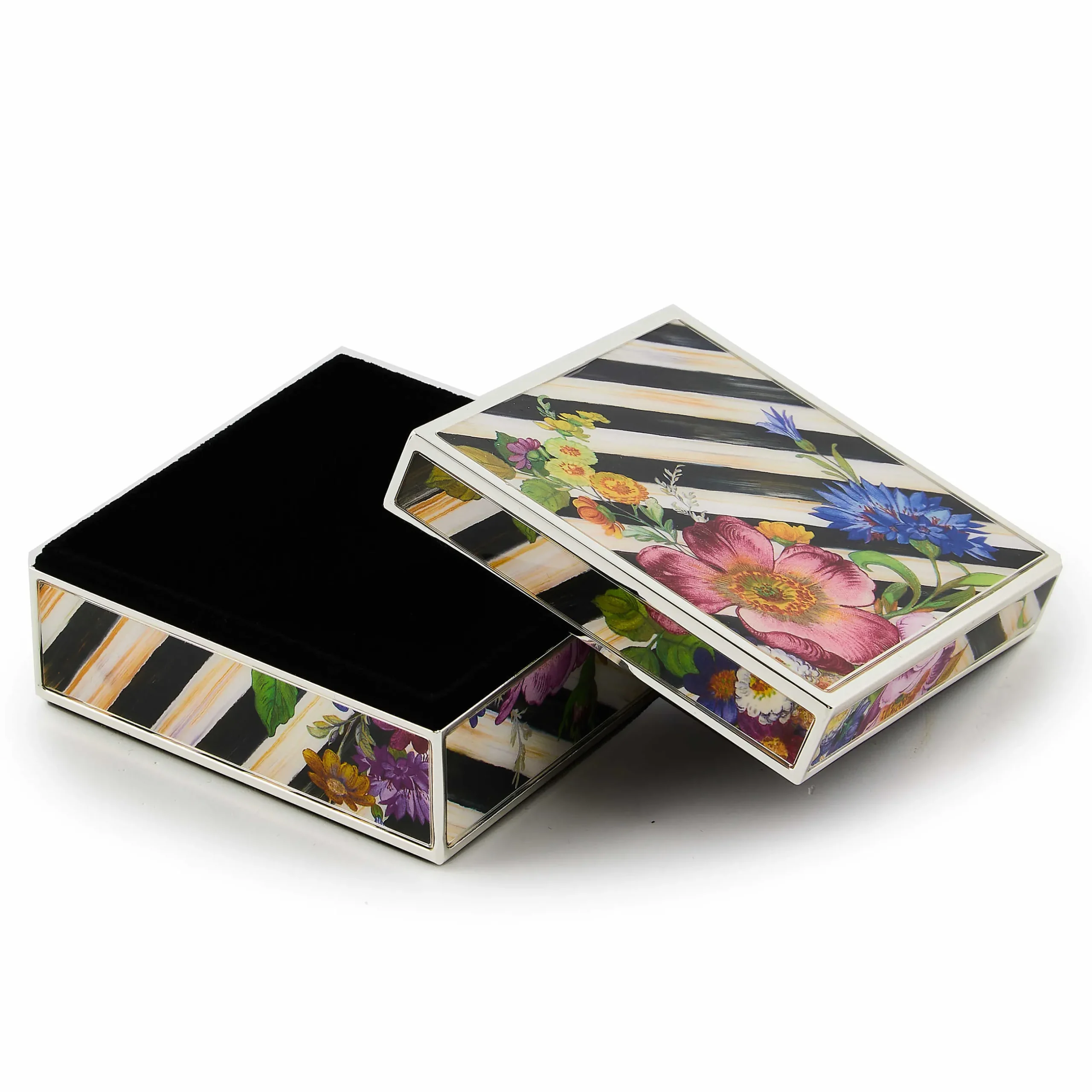 Room Accents|MacKenzie-Childs Flower Market Silver Plated Trinket Box