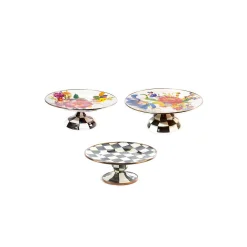 Kitchen & Dining Sets|Serveware|MacKenzie-Childs Flower Market White  Courtly Check Pedestal Platter Set