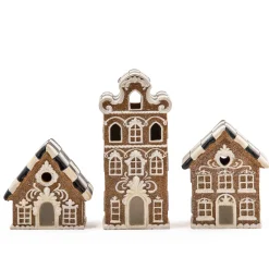 Holiday|Decor Sets|MacKenzie-Childs Gingerbread Illuminated Mini Houses, Set of 3