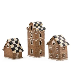 Holiday|Decor Sets|MacKenzie-Childs Gingerbread Illuminated Mini Houses, Set of 3