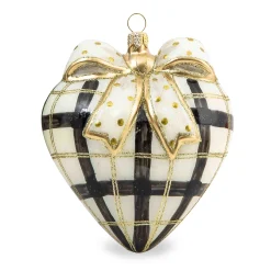 Holiday|MacKenzie-Childs Glam Up Plaid Heart Glass Ornament