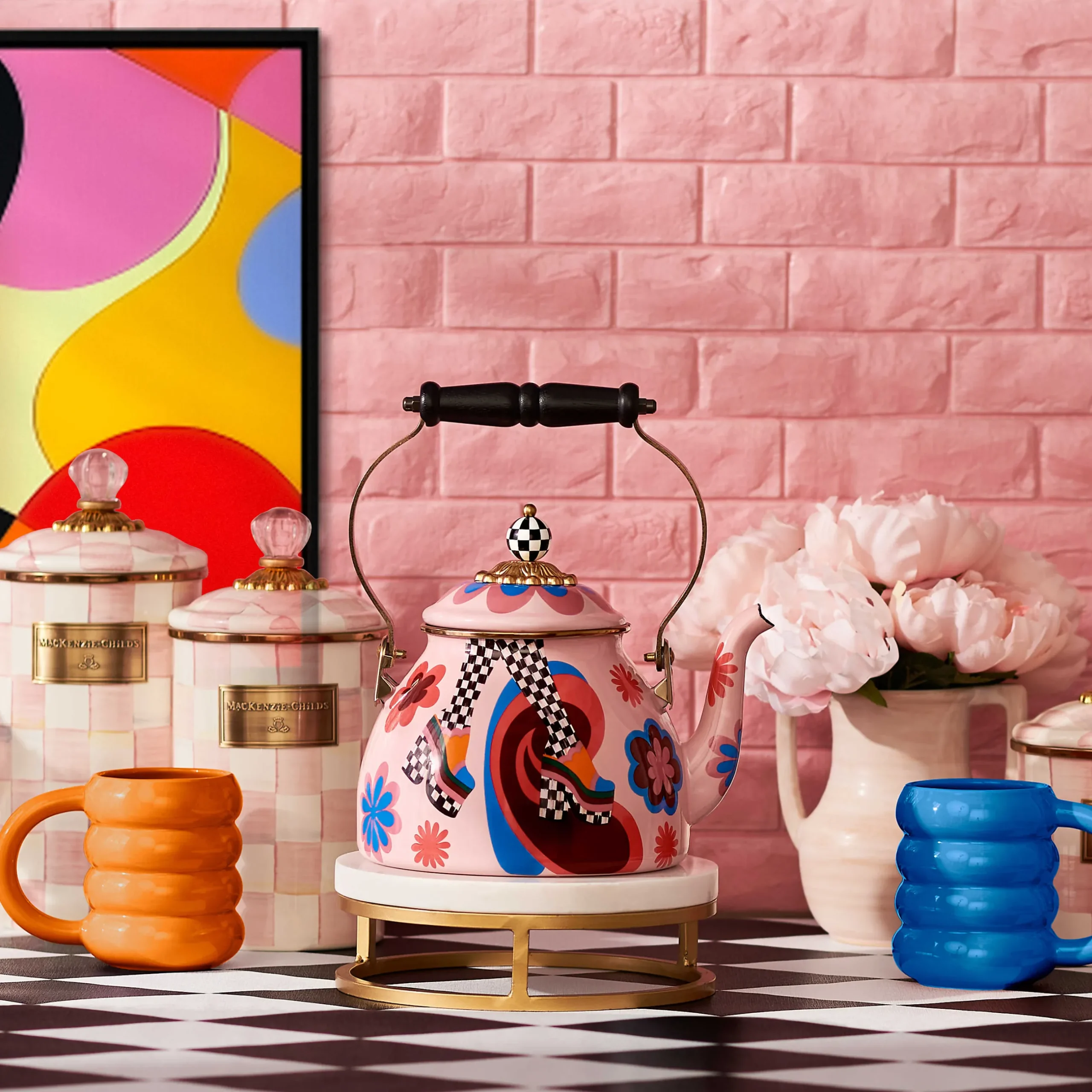 Fall Entertaining|Tea Kettles|MacKenzie-Childs Go Go 2 Quart Tea Kettle