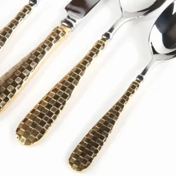 Dinnerware & Flatware|MacKenzie-Childs Gold Check Flatware 5-Piece Place Setting
