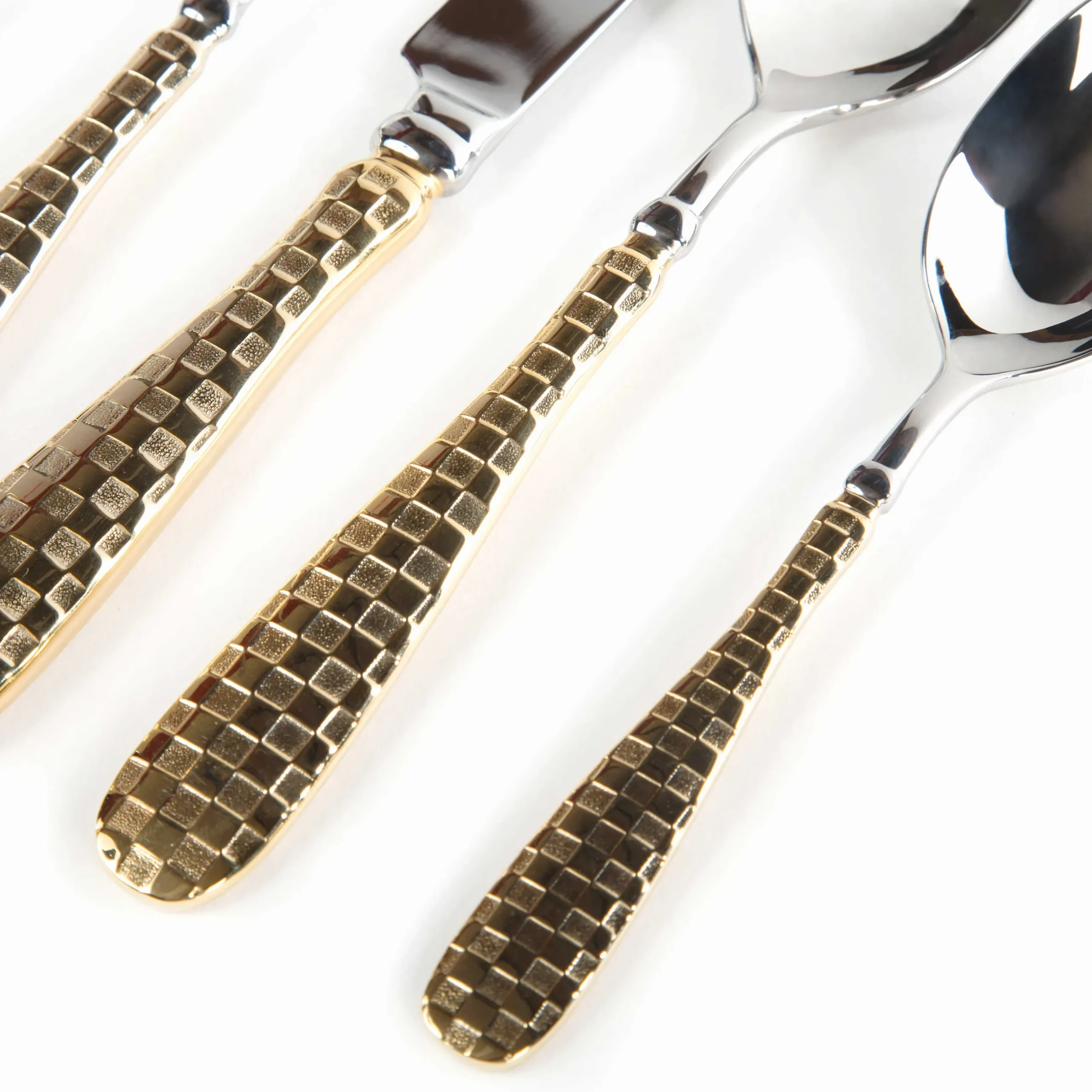 Dinnerware & Flatware|MacKenzie-Childs Gold Check Flatware 5-Piece Place Setting