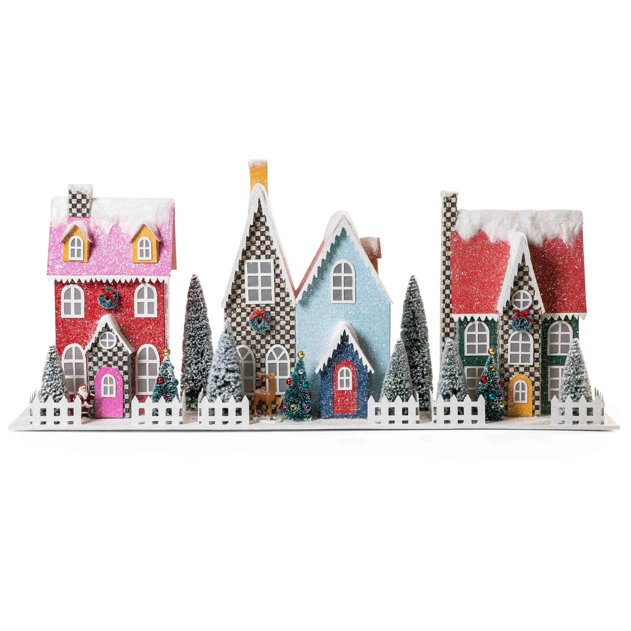 Holiday|Room Accents|MacKenzie-Childs Granny Kitsch Illuminated Village Mantel Arrangement
