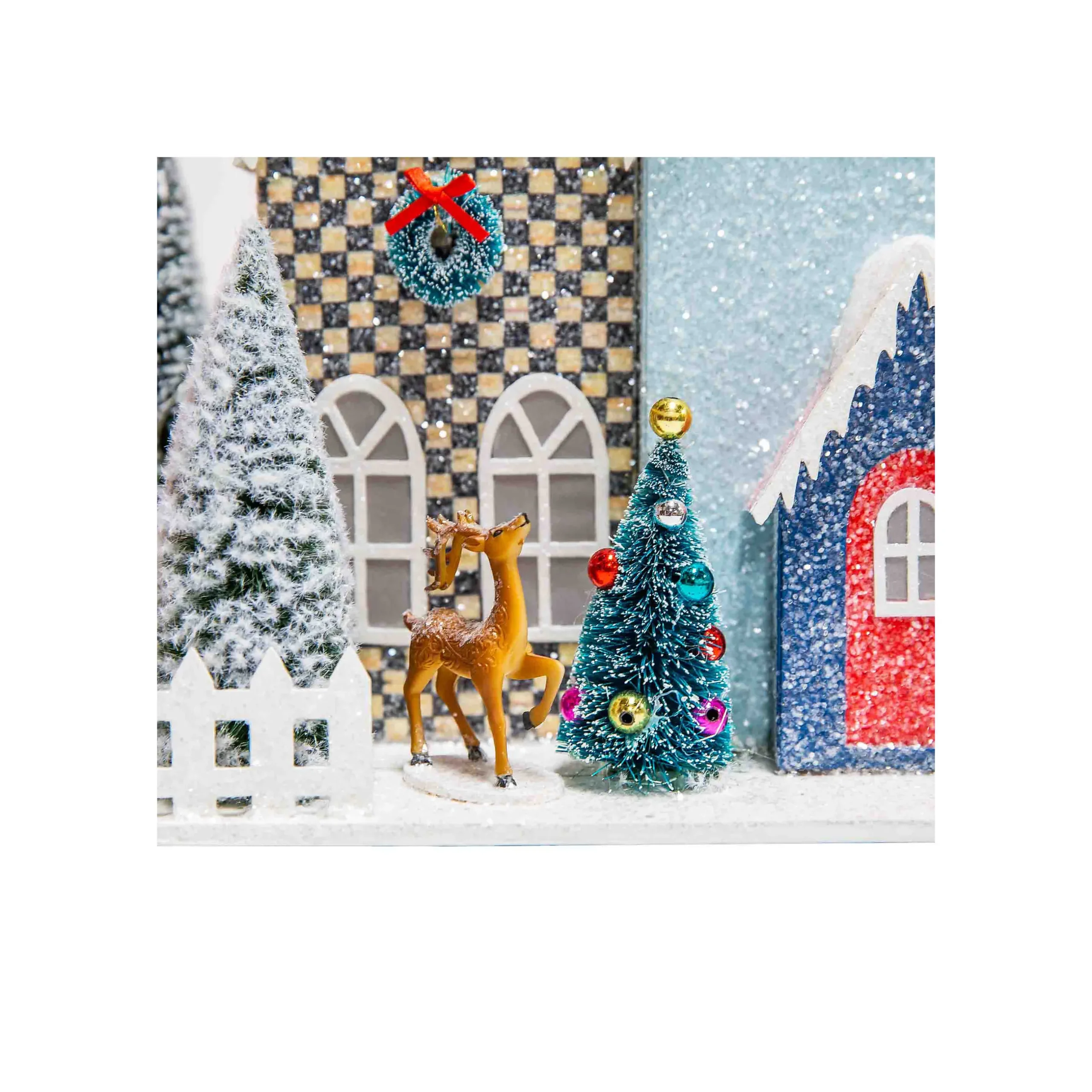 Holiday|Room Accents|MacKenzie-Childs Granny Kitsch Illuminated Village Mantel Arrangement