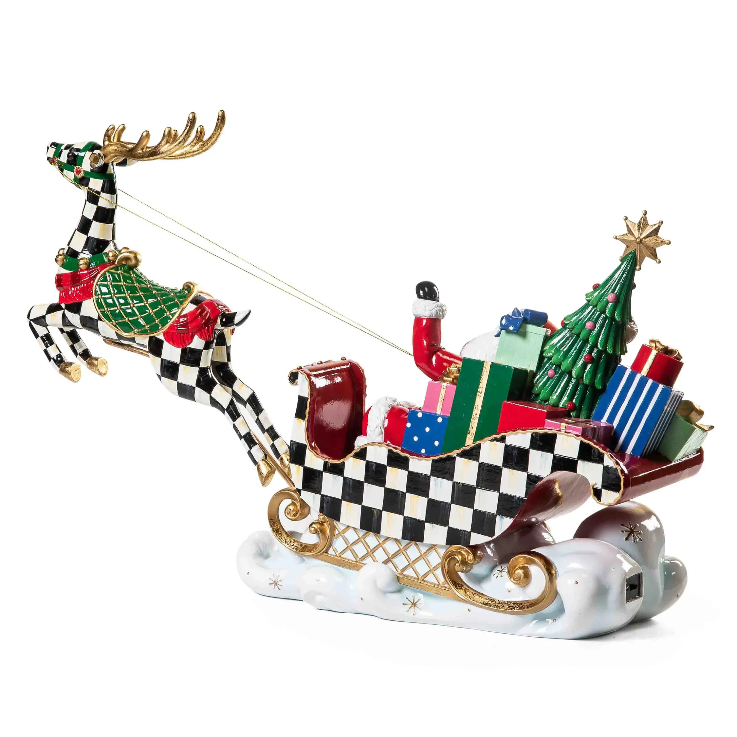 Holiday|Room Accents|MacKenzie-Childs Granny Kitsch Illuminated Sleigh Ride Santa