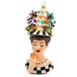 Holiday|MacKenzie-Childs Granny Kitsch Lady Portrait Glass Ornament