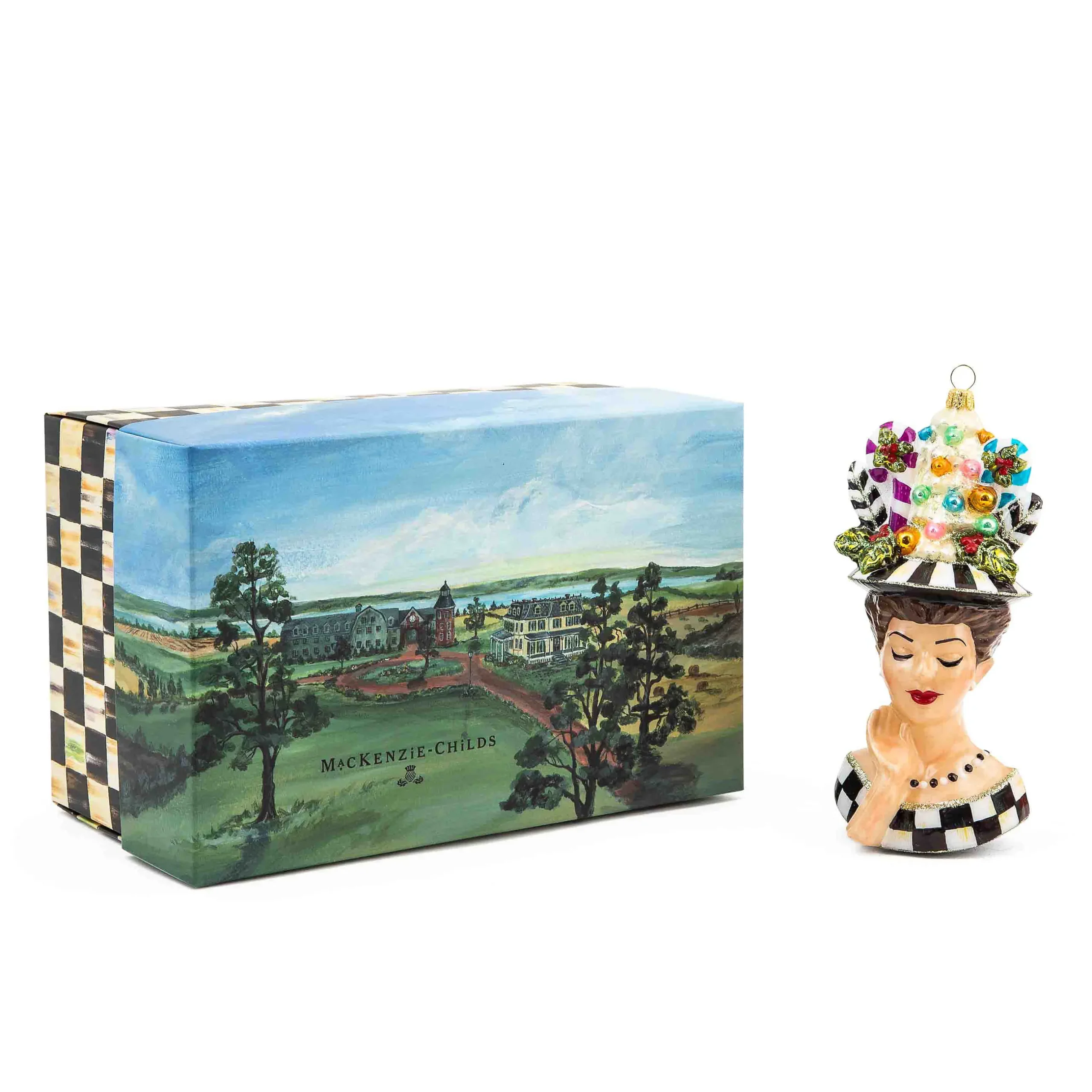Holiday|MacKenzie-Childs Granny Kitsch Lady Portrait Glass Ornament