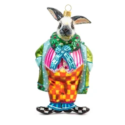 Holiday|MacKenzie-Childs Granny Kitsch Rabbit Glass Ornament