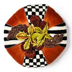 The Fall Shop|Pillows, Throws, & Cushions|MacKenzie-Childs Harvest Check  Stripe Round Pillow