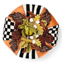 Living Room|MacKenzie-Childs Harvest Check  Stripe Tufted Footstool