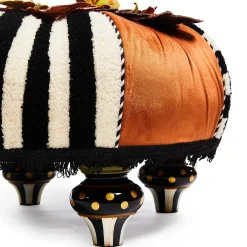 Living Room|MacKenzie-Childs Harvest Check  Stripe Tufted Footstool