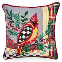 Pillows, Throws, & Cushions|MacKenzie-Childs Holiday Cardinal Beaded Throw Pillow