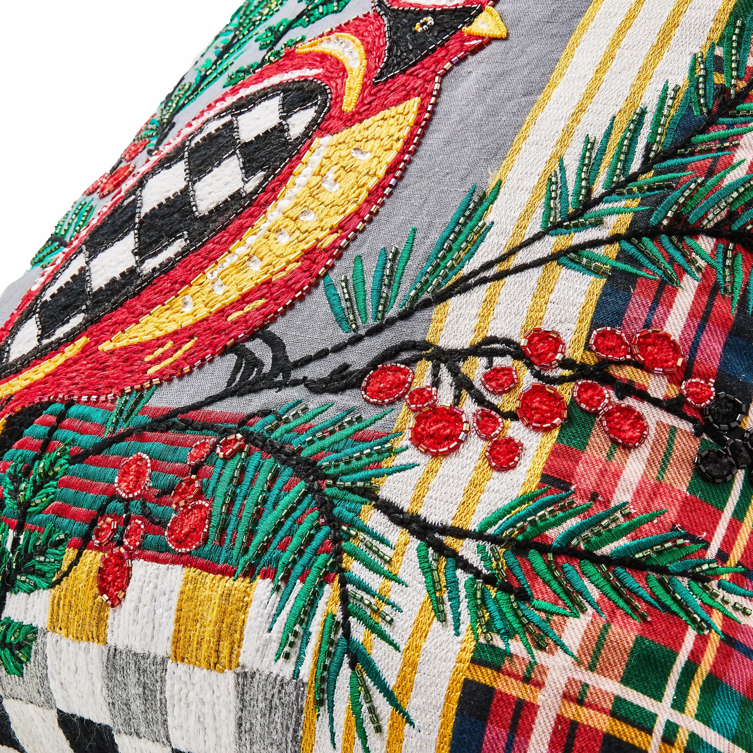 Pillows, Throws, & Cushions|MacKenzie-Childs Holiday Cardinal Beaded Throw Pillow