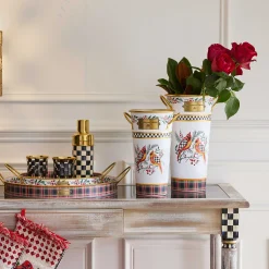 Holiday|Decor Sets|MacKenzie-Childs Holiday Cardinal Metal Flower Buckets, Set of 3