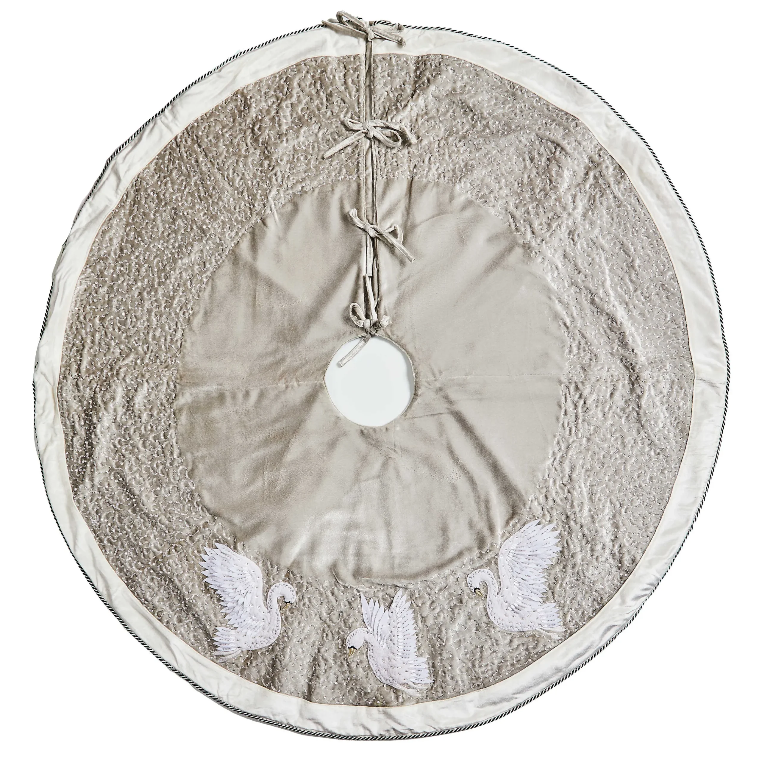 Holiday|Room Accents|MacKenzie-Childs Holiday Swans Velvet Tree Skirt