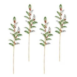 Holiday|Greenery & Florals|MacKenzie-Childs Holly Beaded Spray Stem, Set of 4