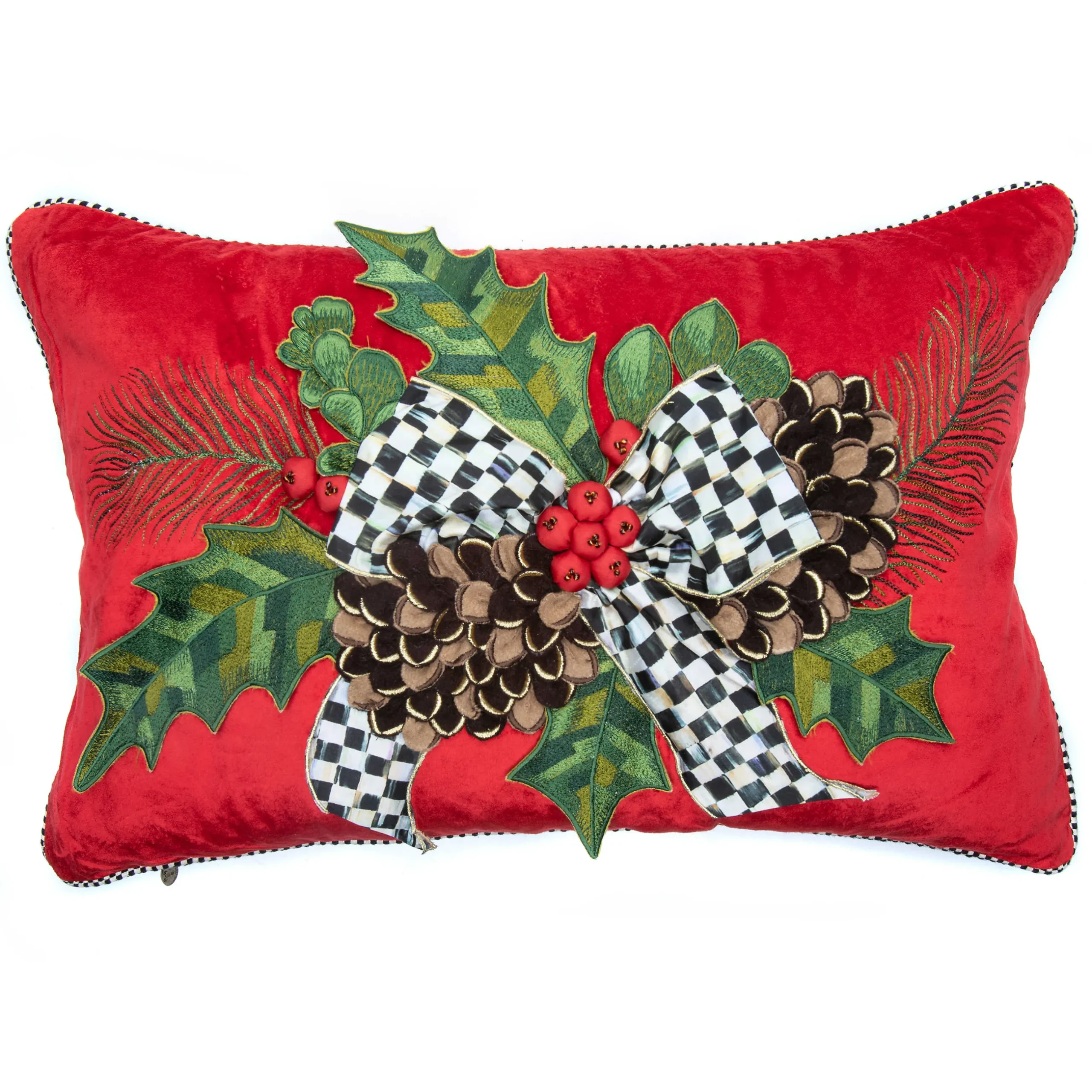 Holiday|Pillows, Throws, & Cushions|MacKenzie-Childs Holly Holiday Lumbar Pillow