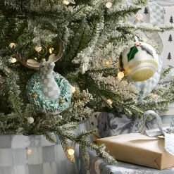 Holiday|MacKenzie-Childs Holly Leaf Glass Ball Ornaments, Set of 6