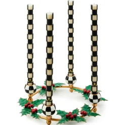 Candles & Fragrances|Table Accessories|MacKenzie-Childs Holly Leaf Metal Ring Candle Holder