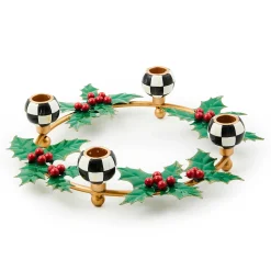 Candles & Fragrances|Table Accessories|MacKenzie-Childs Holly Leaf Metal Ring Candle Holder