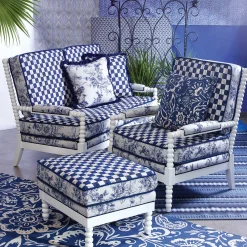 Outdoor|Spring|MacKenzie-Childs Indigo Villa Outdoor Ottoman