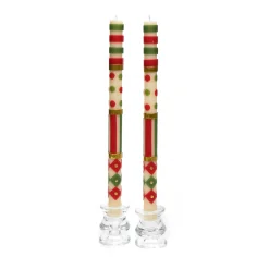 Holiday|Candles & Fragrances|MacKenzie-Childs Jester Dinner Candles - Red, Green, Gold - Set of 2