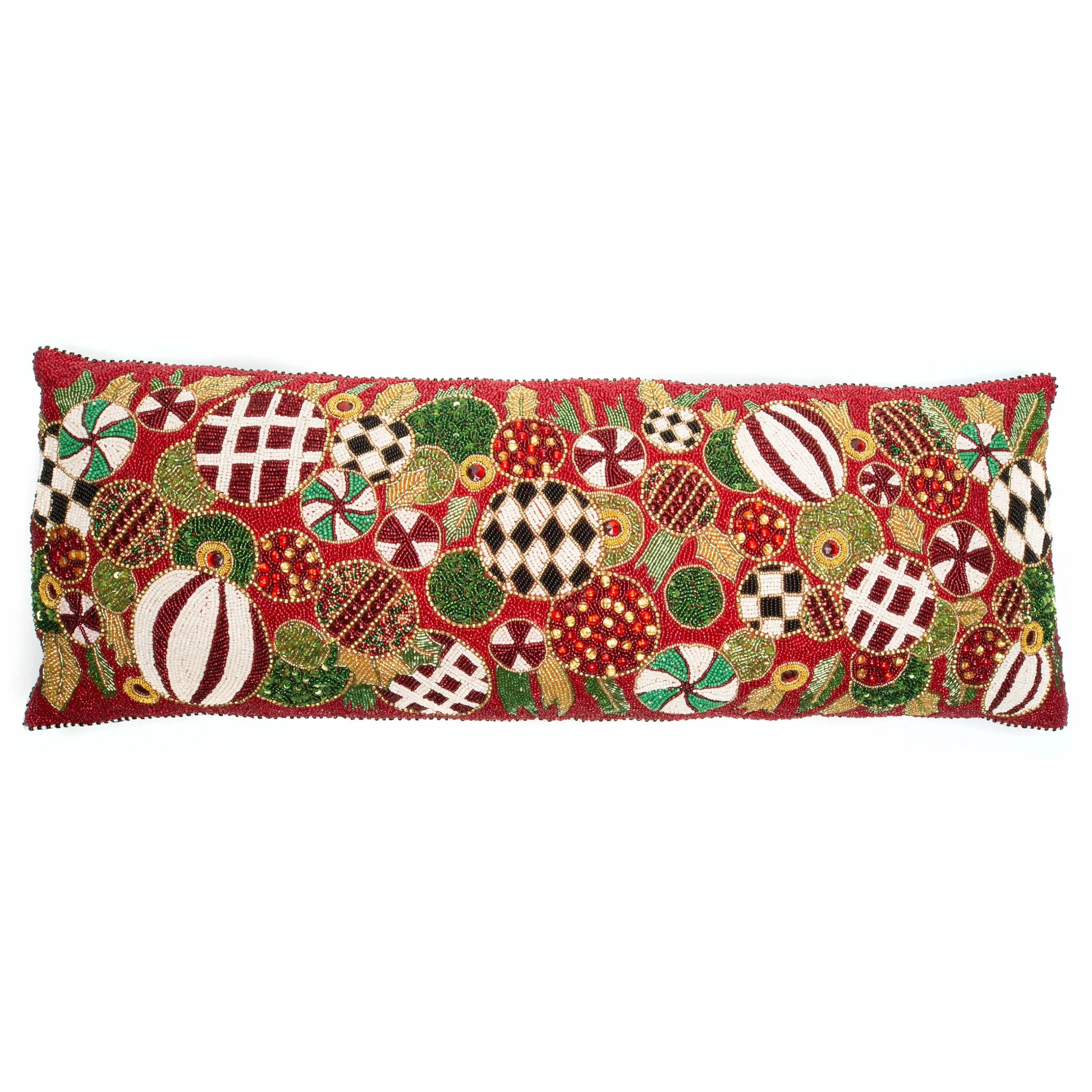 Holiday|Pillows, Throws, & Cushions|MacKenzie-Childs Jolly Ornaments Lumbar Pillow