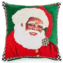 Pillows, Throws, & Cushions|MacKenzie-Childs Joyful Black Santa Throw Pillow
