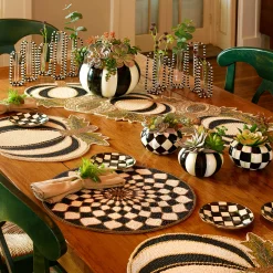 Table Accessories|Kitchen & Table Linens|MacKenzie-Childs Kaleidoscope Black  Ivory Beaded Placemat