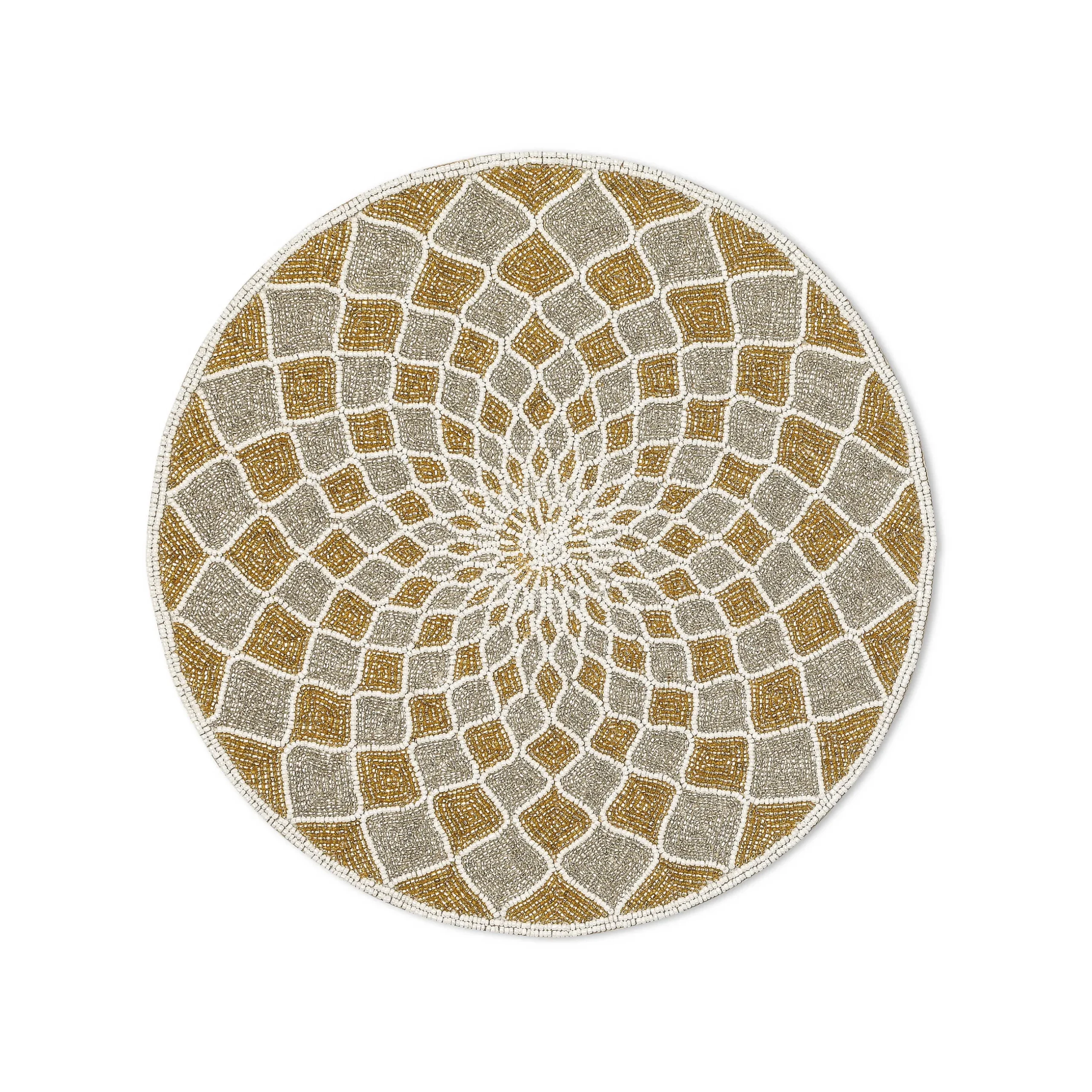 Holiday|Table Accessories|MacKenzie-Childs Kaleidoscope Gold Silver Beaded Placemat