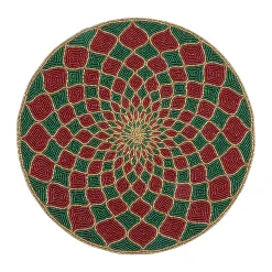 Holiday|Table Accessories|MacKenzie-Childs Kaleidoscope Red  Green Beaded Placemat
