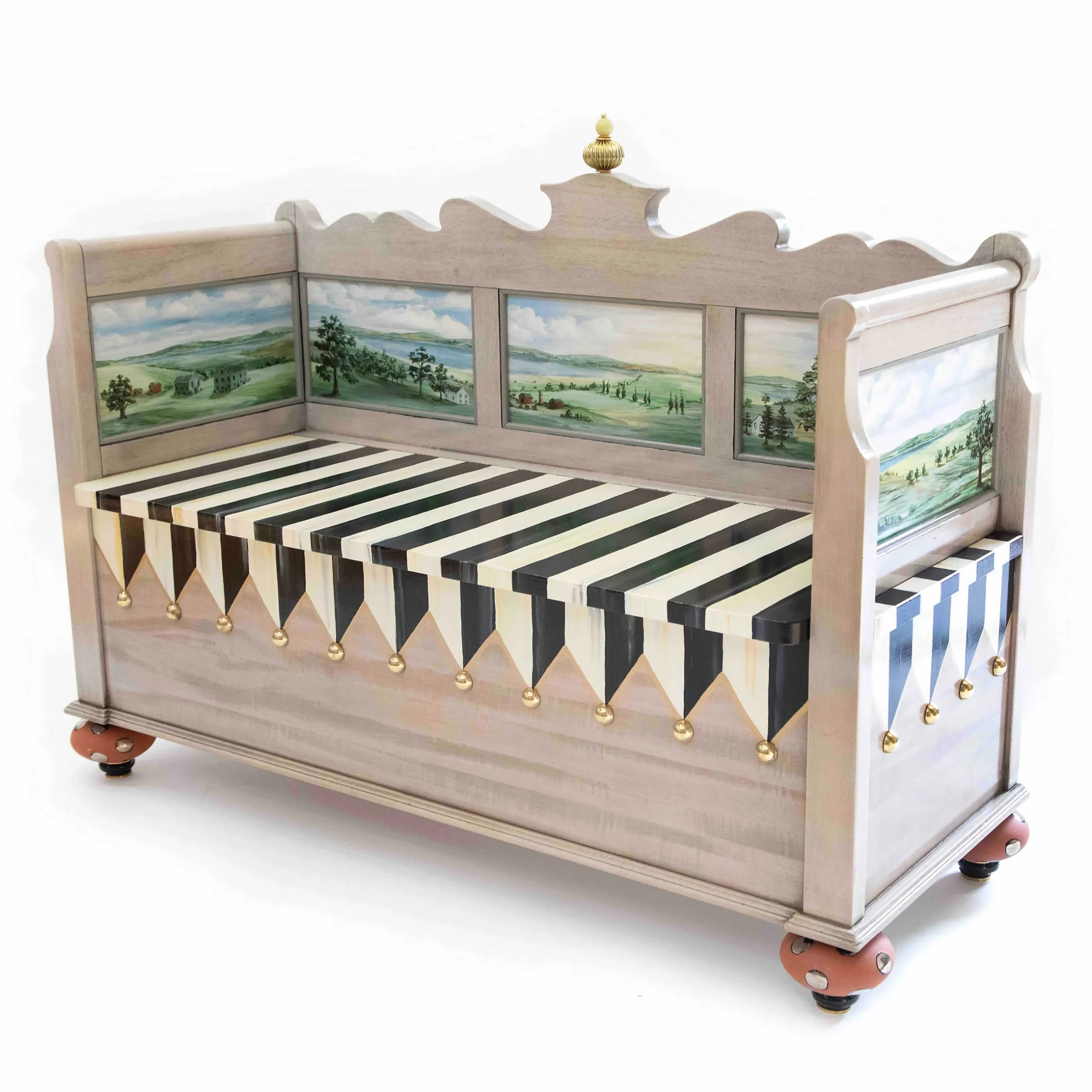 Storage Furniture|Entryway Furniture|MacKenzie-Childs Landscape Blanket Bench