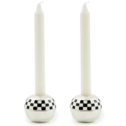 Candles & Fragrances|Room Accents|MacKenzie-Childs Large Sphere Check Candle Holders, Set of 2
