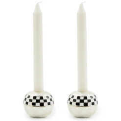 Candles & Fragrances|Room Accents|MacKenzie-Childs Large Sphere Check Candle Holders, Set of 2
