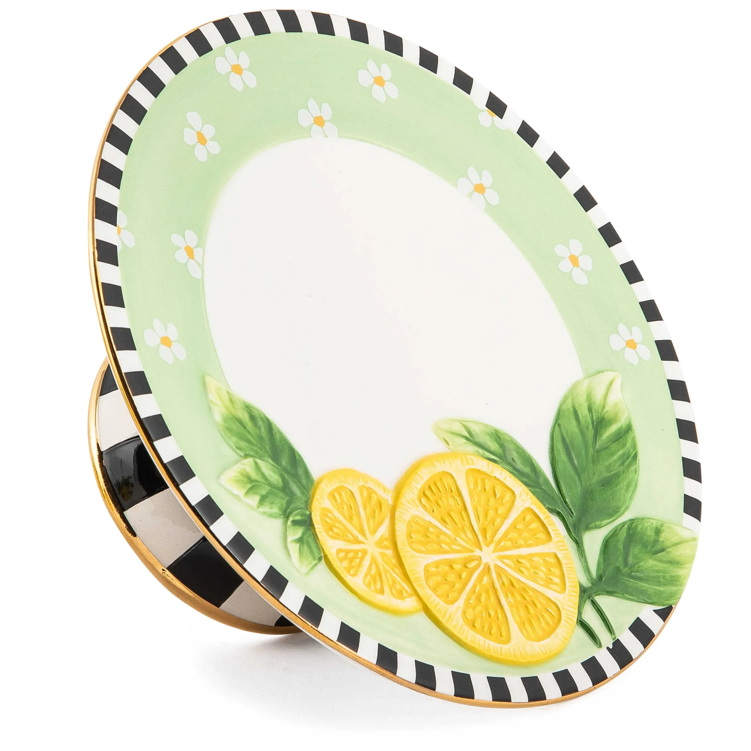 Spring|Serveware|MacKenzie-Childs Lemon Small Pedestal Platter