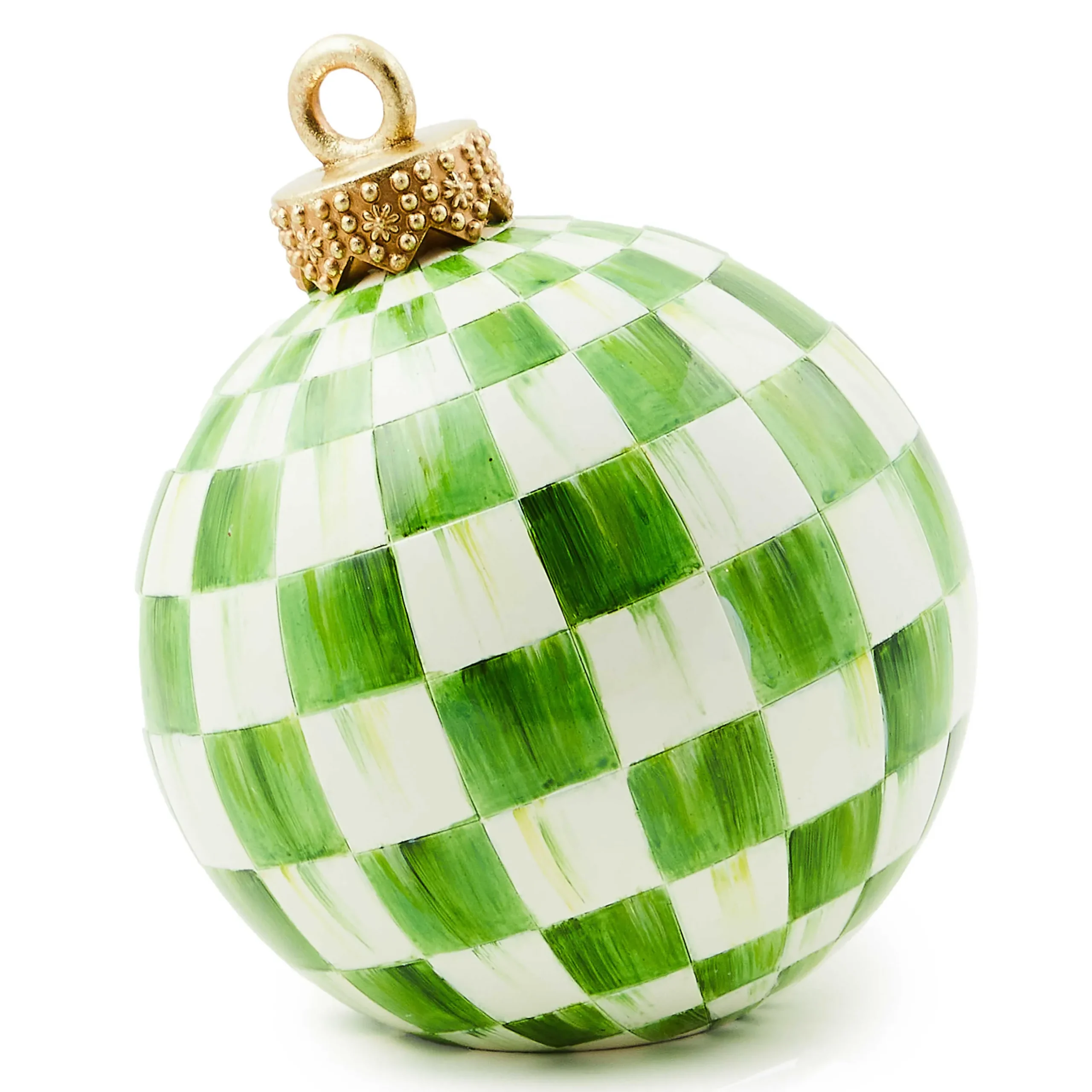 Room Accents|MacKenzie-Childs Light Green Check Tabletop Ornament