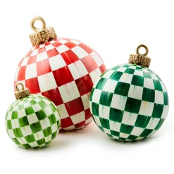 Room Accents|MacKenzie-Childs Light Green Check Tabletop Ornament