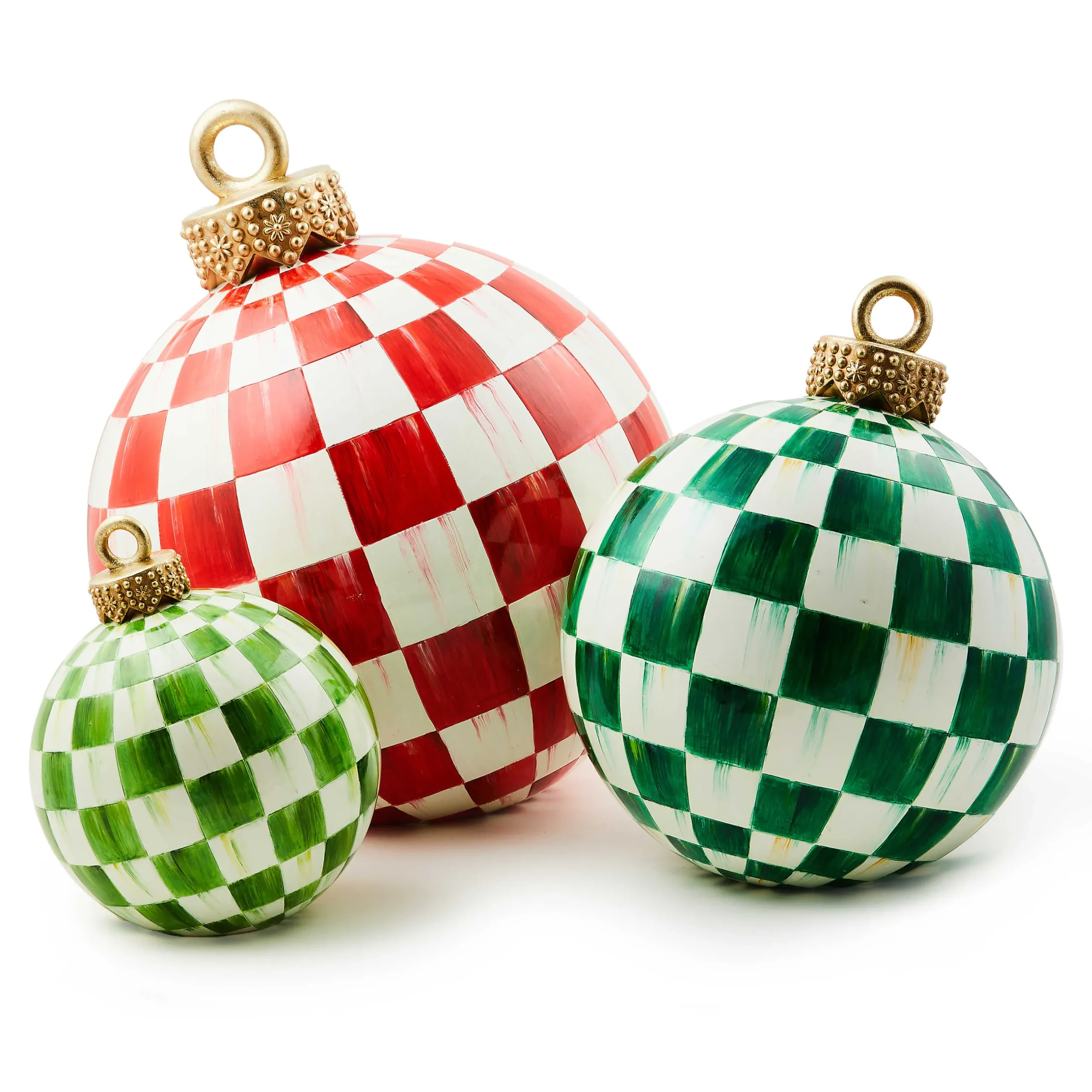 Room Accents|MacKenzie-Childs Light Green Check Tabletop Ornament